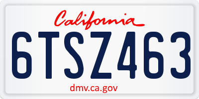 CA license plate 6TSZ463
