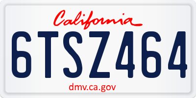 CA license plate 6TSZ464
