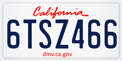 CA license plate 6TSZ466