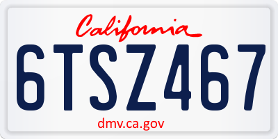 CA license plate 6TSZ467