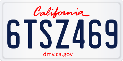 CA license plate 6TSZ469