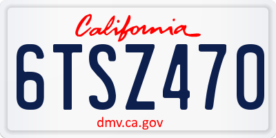 CA license plate 6TSZ470