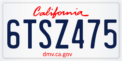 CA license plate 6TSZ475