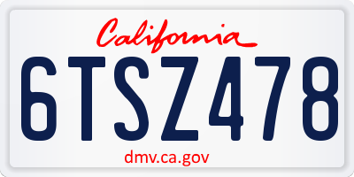CA license plate 6TSZ478