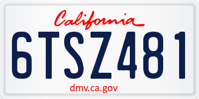 CA license plate 6TSZ481