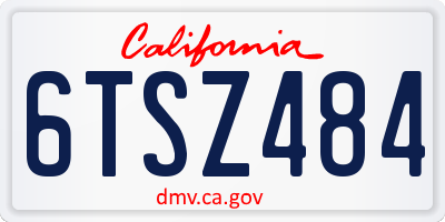 CA license plate 6TSZ484