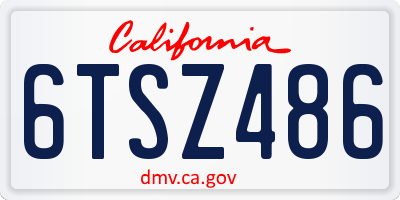CA license plate 6TSZ486