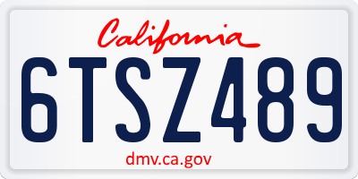 CA license plate 6TSZ489