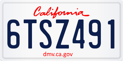 CA license plate 6TSZ491