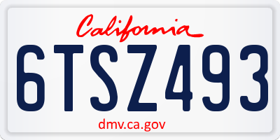 CA license plate 6TSZ493