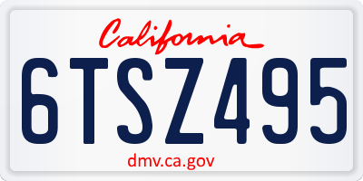CA license plate 6TSZ495