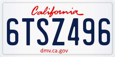 CA license plate 6TSZ496