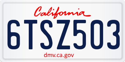 CA license plate 6TSZ503