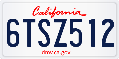 CA license plate 6TSZ512