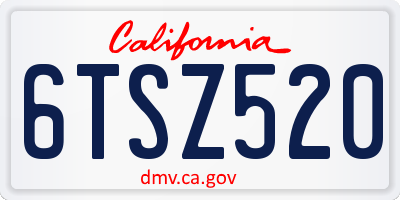 CA license plate 6TSZ520