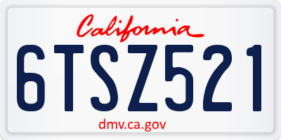 CA license plate 6TSZ521