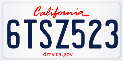 CA license plate 6TSZ523