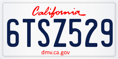 CA license plate 6TSZ529