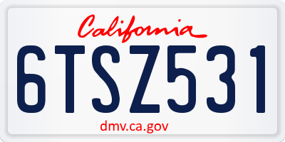 CA license plate 6TSZ531