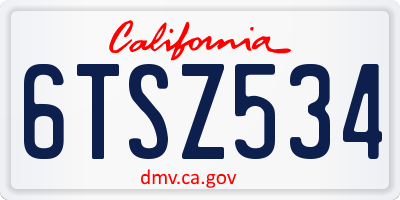 CA license plate 6TSZ534