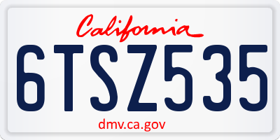 CA license plate 6TSZ535