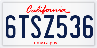 CA license plate 6TSZ536