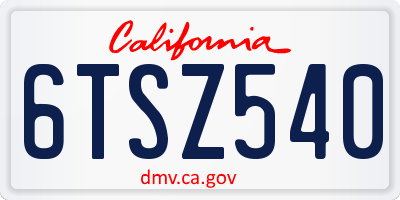 CA license plate 6TSZ540