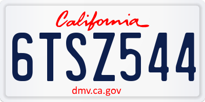 CA license plate 6TSZ544