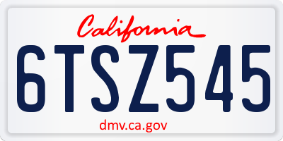 CA license plate 6TSZ545
