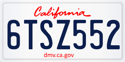 CA license plate 6TSZ552