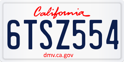 CA license plate 6TSZ554