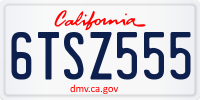 CA license plate 6TSZ555