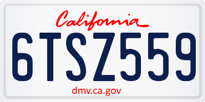 CA license plate 6TSZ559