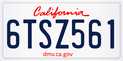 CA license plate 6TSZ561