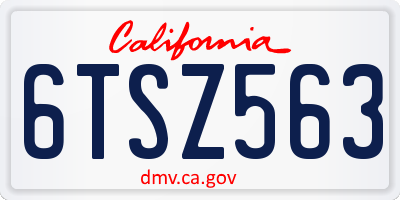 CA license plate 6TSZ563
