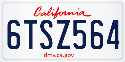 CA license plate 6TSZ564