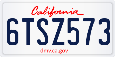 CA license plate 6TSZ573