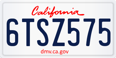 CA license plate 6TSZ575