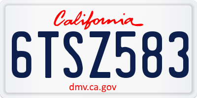 CA license plate 6TSZ583