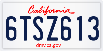 CA license plate 6TSZ613
