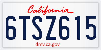 CA license plate 6TSZ615