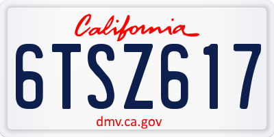 CA license plate 6TSZ617