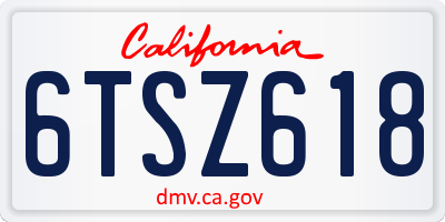 CA license plate 6TSZ618