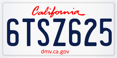 CA license plate 6TSZ625