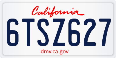 CA license plate 6TSZ627