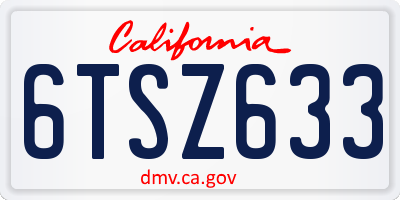 CA license plate 6TSZ633