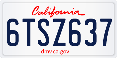 CA license plate 6TSZ637