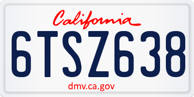 CA license plate 6TSZ638