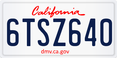CA license plate 6TSZ640