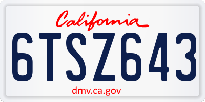 CA license plate 6TSZ643